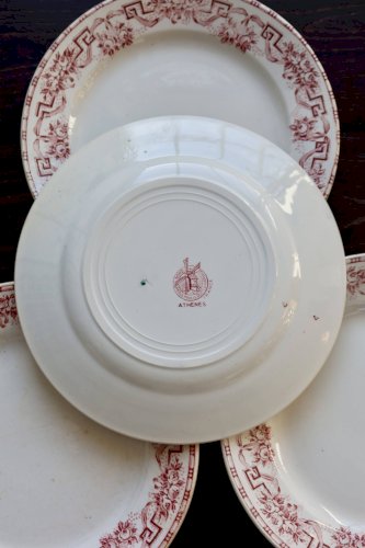 4 assiettes plates vintage terre de fer - Moulin des Loups - Modèle Athènes