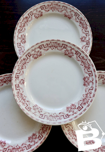 4 assiettes plates vintage terre de fer - Moulin des Loups - Modèle Athènes