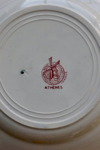 4 assiettes plates vintage terre de fer - Moulin des Loups - Modèle Athènes