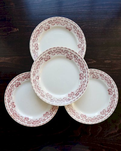 4 assiettes plates vintage terre de fer - Moulin des Loups - Modèle Athènes