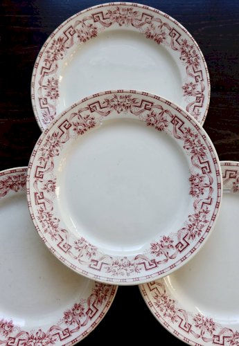 4 assiettes plates vintage terre de fer - Moulin des Loups - Modèle Athènes