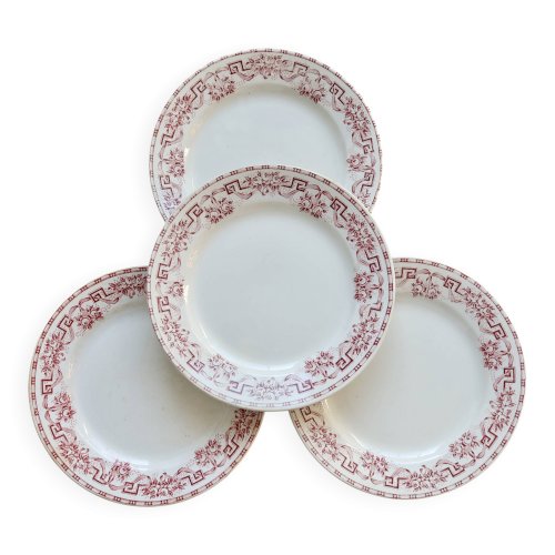 4 assiettes plates vintage terre de fer - Moulin des Loups - Modèle Athènes