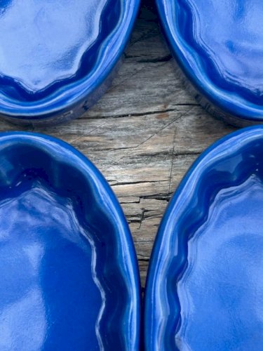 4 Beurriers individuels bleus en céramique