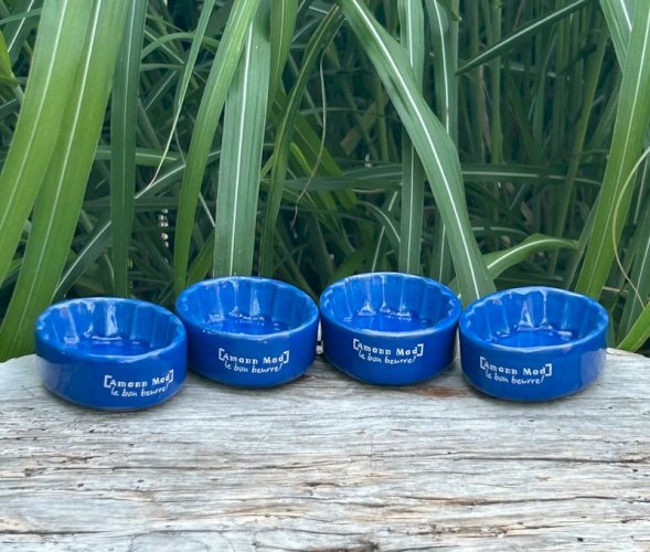 4 Beurriers individuels bleus en céramique