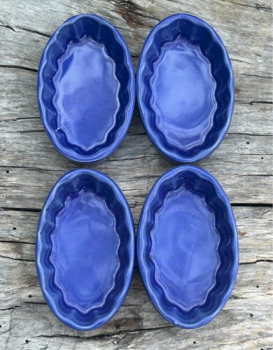 4 Beurriers individuels bleus en céramique