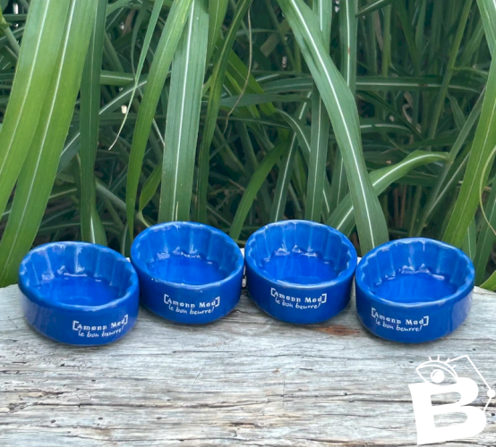 4 Beurriers individuels bleus en céramique
