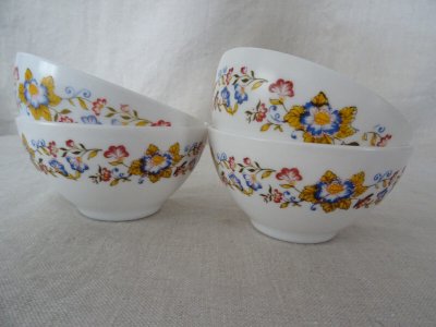  4 FLOWER BOWLS passionflower ARCOPAL 16892