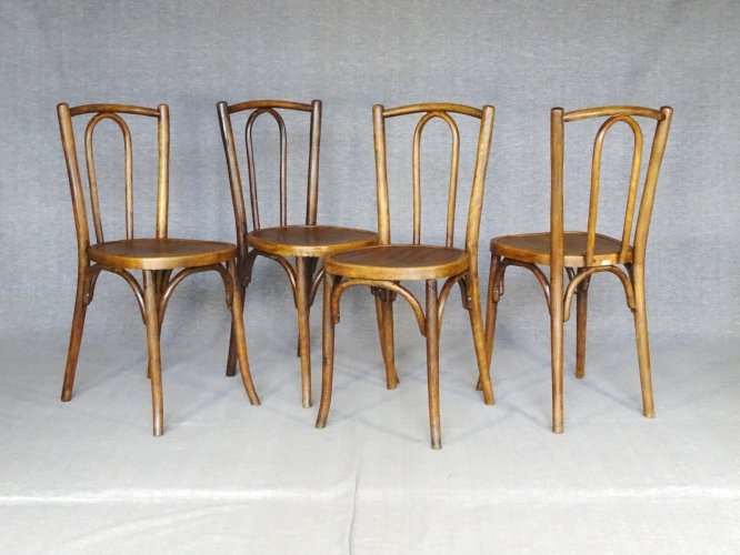 4 chaises Bistrot Baumann N°41, 1935 assise bois, No Thonet