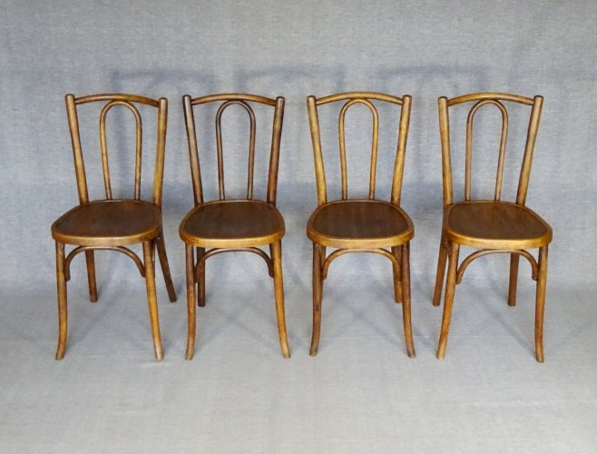 4 chaises Bistrot Baumann N°41, 1935 assise bois, No Thonet