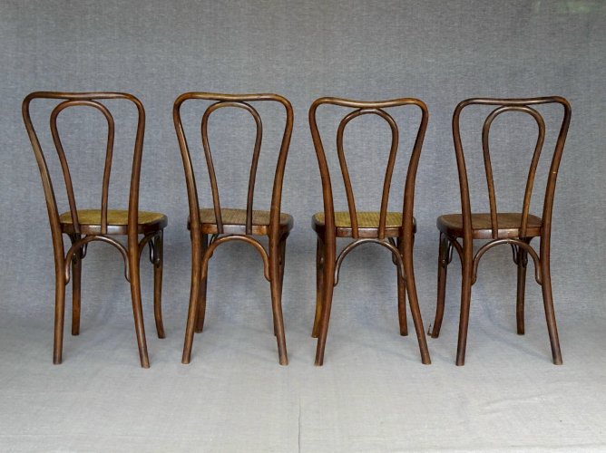 4 chaises bistrot Thonet Mundus N°A 48 cannées 1930