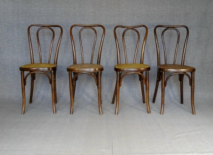 4 chaises bistrot Thonet Mundus N°A 48 cannées 1930
