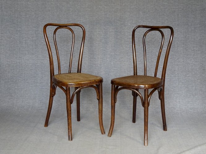 4 chaises bistrot Thonet Mundus N°A 48 cannées 1930