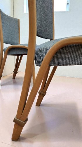 4 chaises Bow wood édition Steiner 1950