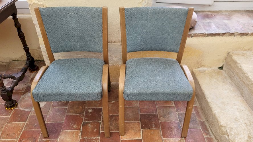 4 chaises Bow wood édition Steiner 1950