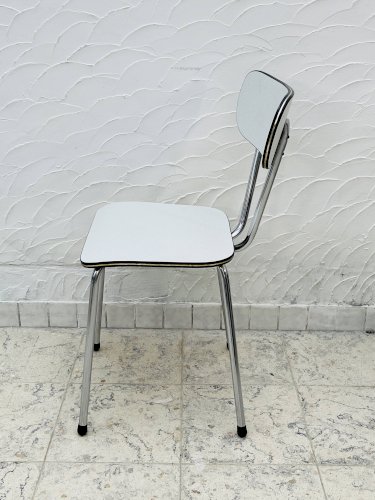 4 chaises de cuisine vintage en formica gris et chrome