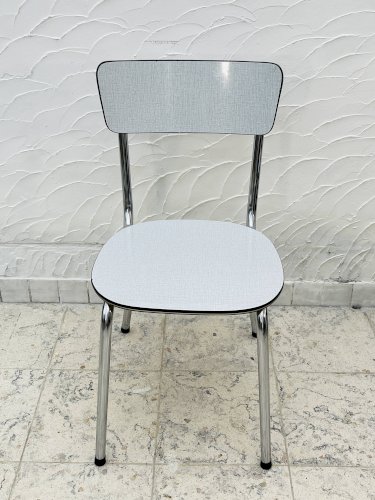 4 chaises de cuisine vintage en formica gris et chrome