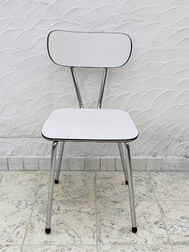 4 chaises de cuisine vintage en formica gris et chrome