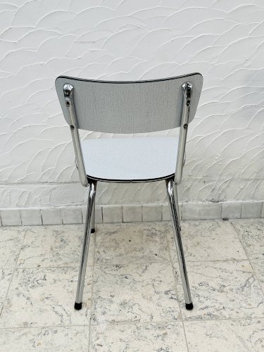 4 chaises de cuisine vintage en formica gris et chrome