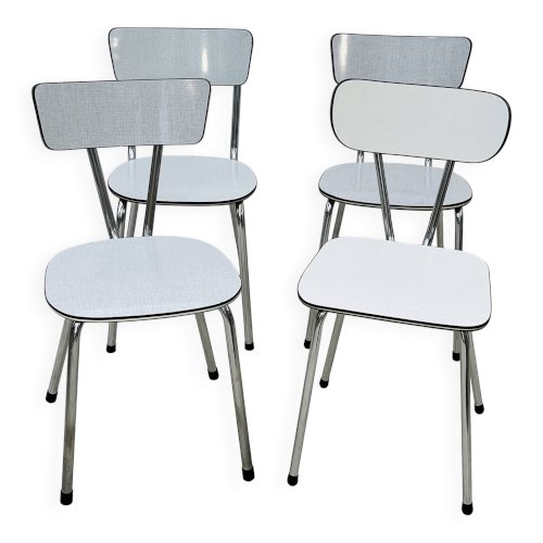 4 chaises de cuisine vintage en formica gris et chrome