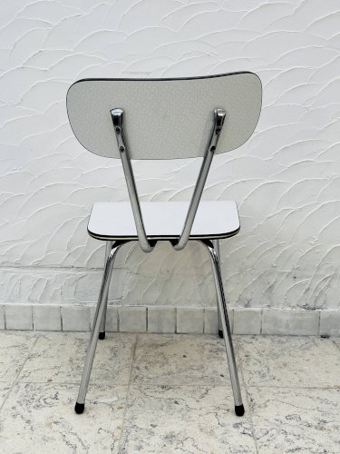 4 chaises de cuisine vintage en formica gris et chrome