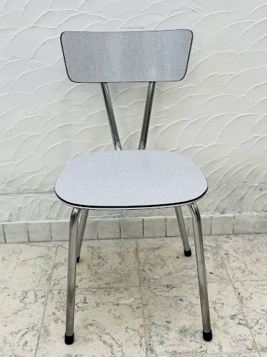 4 chaises de cuisine vintage en formica gris et chrome