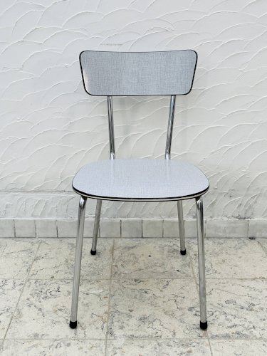 4 chaises de cuisine vintage en formica gris et chrome
