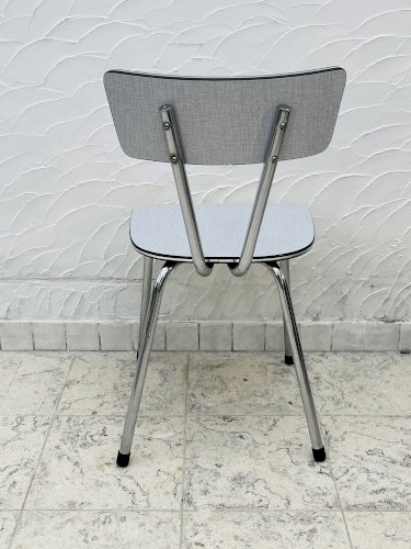 4 chaises de cuisine vintage en formica gris et chrome