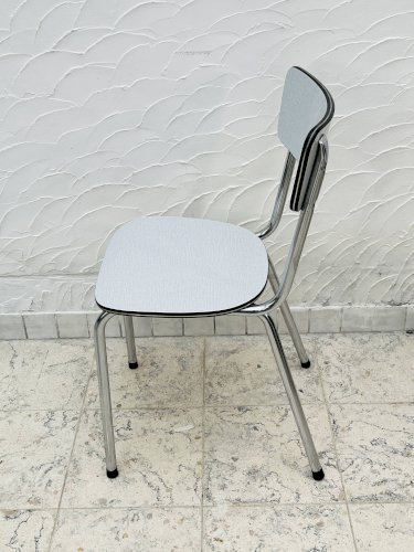 4 chaises de cuisine vintage en formica gris et chrome