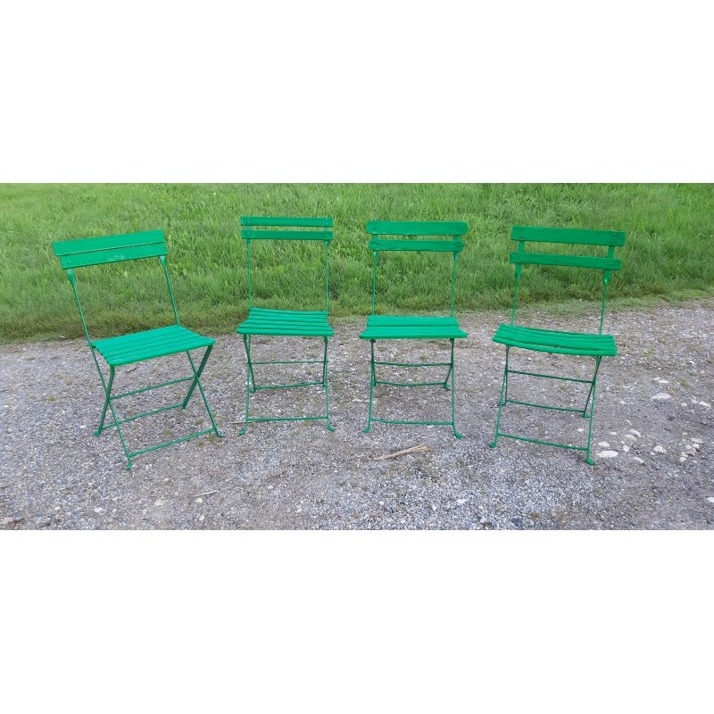 Paire De Chaises De Jardin Pliantes Vintage Fleuries - Cadre Métal Années 70 - Occasion Bon état