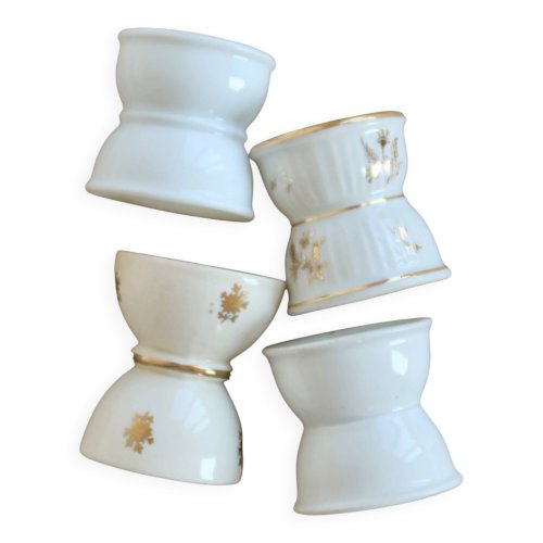 4 coquetiers diabolo vintage dépareillées faïence