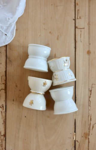 4 coquetiers diabolo vintage dépareillées faïence