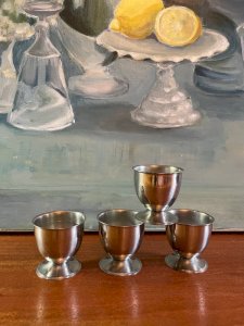 4 coquetiers en inox vintage