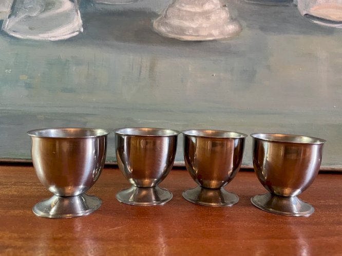4 coquetiers en inox vintage