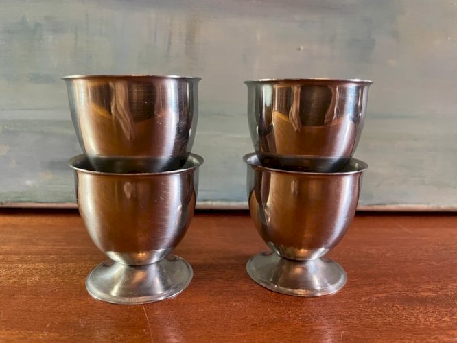 4 coquetiers en inox vintage