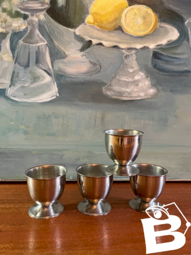 4 coquetiers en inox vintage