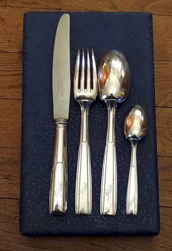 4 Couverts cuillère fourchette couteau Ravinet D Enfert Nicole Modèle Navarre