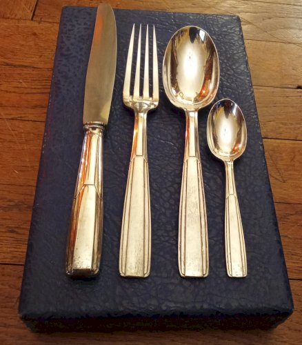 4 Couverts cuillère fourchette couteau Ravinet D Enfert Nicole Modèle Navarre