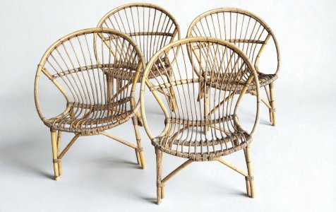 4 rattan shell chairs 1960s