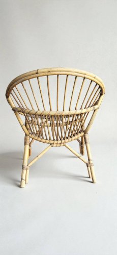 4 fauteuils coquille en rotin 1960s