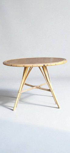 4 fauteuils coquille en rotin 1960s