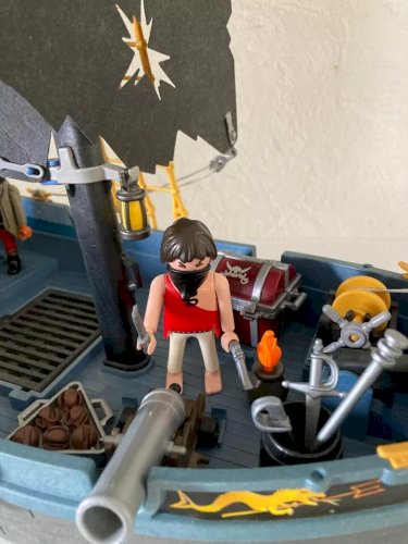 4 ⚜️ Grand Bateau Dragon Figurines Pirates Playmobil Réf 3860 Vintage