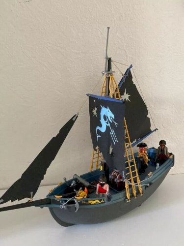 4 ⚜️ Grand Bateau Dragon Figurines Pirates Playmobil Réf 3860 Vintage