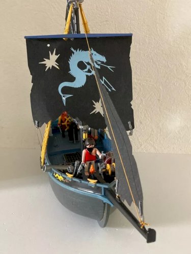 4 ⚜️ Grand Bateau Dragon Figurines Pirates Playmobil Réf 3860 Vintage
