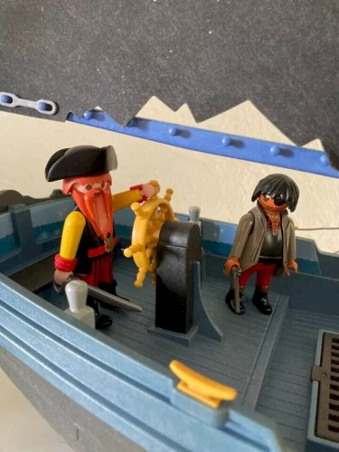 4 ⚜️ Grand Bateau Dragon Figurines Pirates Playmobil Réf 3860 Vintage
