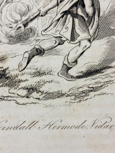 4 Gravures début XIXe représentant Odin Thor Heindall Hoder Hippolyte Adonis