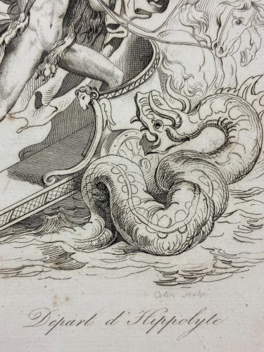 4 Gravures début XIXe représentant Odin Thor Heindall Hoder Hippolyte Adonis