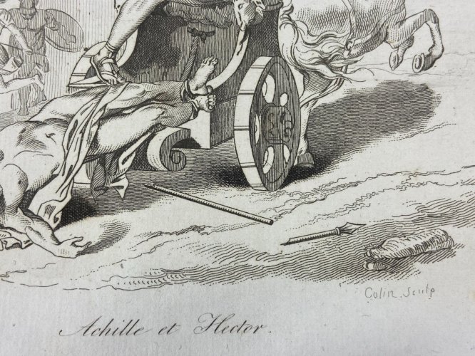 4 Gravures début XIXe représentant Polyphême Achille et Hector Bacchus Neptune