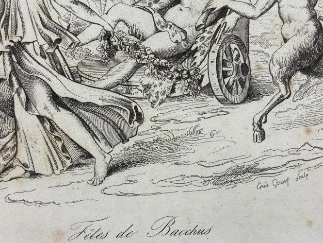 4 Gravures début XIXe représentant Polyphême Achille et Hector Bacchus Neptune