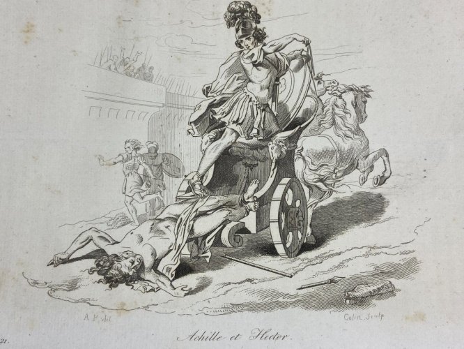 4 Gravures début XIXe représentant Polyphême Achille et Hector Bacchus Neptune
