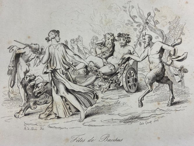 4 Gravures début XIXe représentant Polyphême Achille et Hector Bacchus Neptune